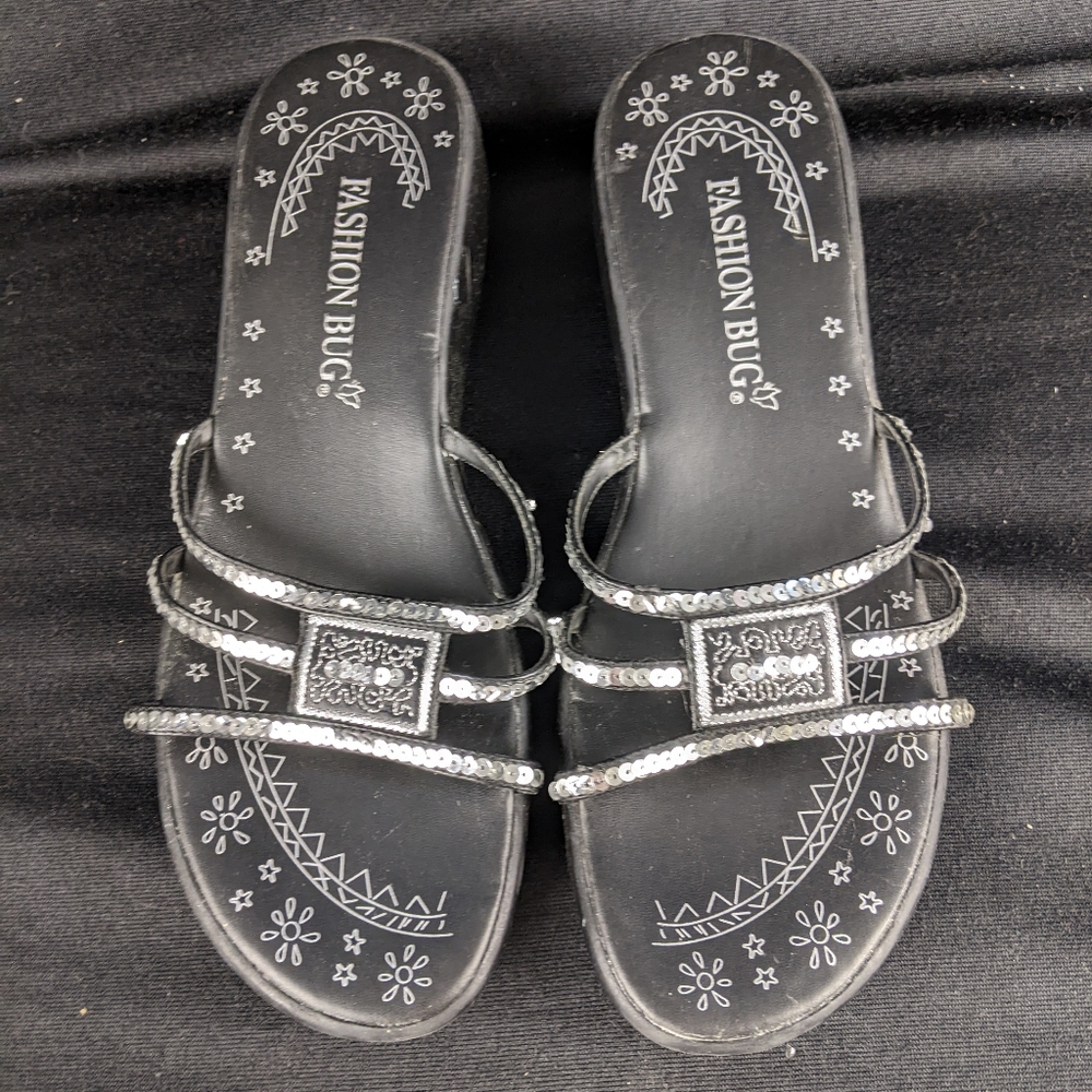 Y2K era fashion bug boho wedge heel sandals size 8 1/2